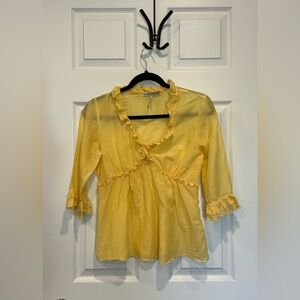 Butter Yellow Silk Cotton Top | Romantic European Summer | Size S